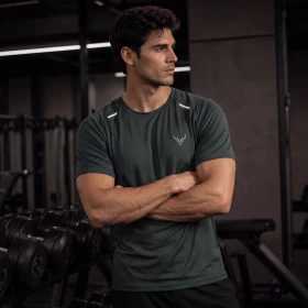 Men's Regular Fit Performance Tee - Forest Charcoal